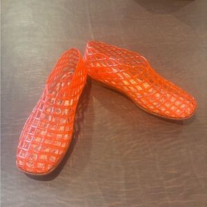 NWT-Red Mesh Jelly Flat Loafers